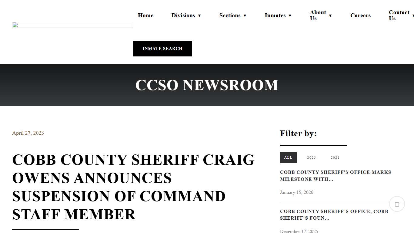 Cobb County Sheriff's Office - Cobb County Sheriff Craig Owens Announces Suspension of Command Staff Member