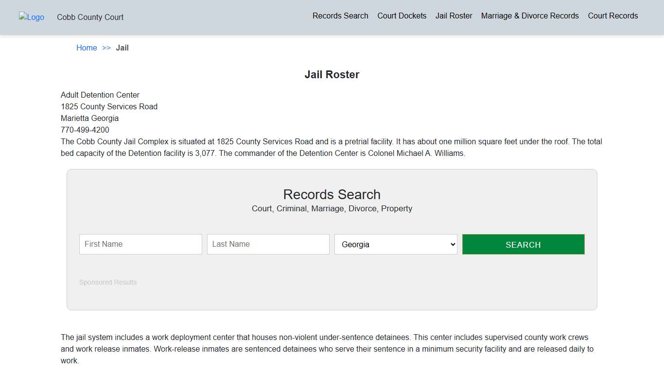 Jail Roster | Cobb County GA Court